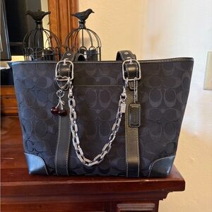 Coach Vintage Black Signature Tote Bag